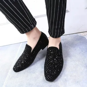 New Arrival Trendy Pointed Toe Luxury Rhinestone Moccasins -