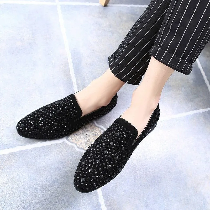 New Arrival Trendy Pointed Toe Luxury Rhinestone Moccasins -