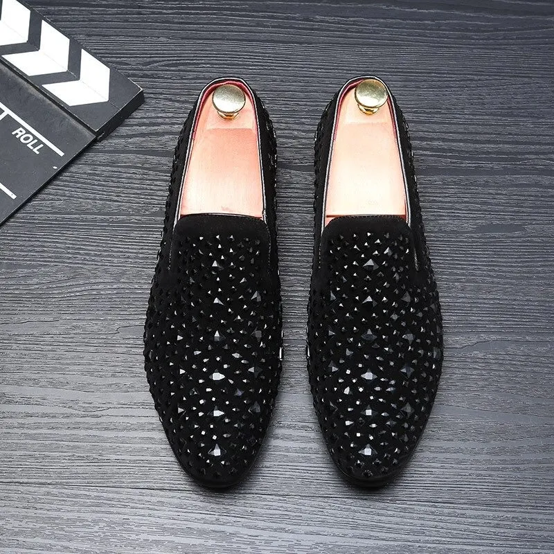 New Arrival Trendy Pointed Toe Luxury Rhinestone Moccasins -
