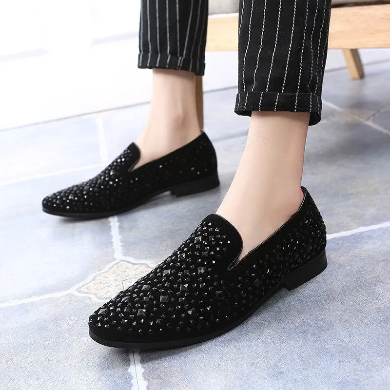 New Arrival Trendy Pointed Toe Luxury Rhinestone Moccasins -