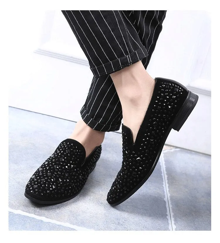 New Arrival Trendy Pointed Toe Luxury Rhinestone Moccasins -