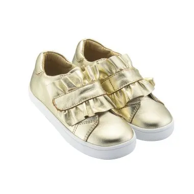 Old Soles Girl's Urban Frill Leather Sneakers, Gold