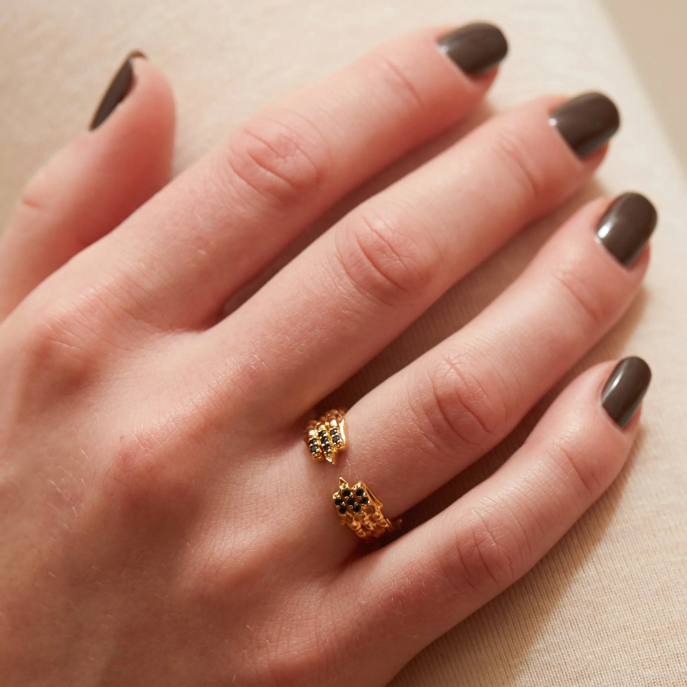 Onyx Phoenix Band Ring
