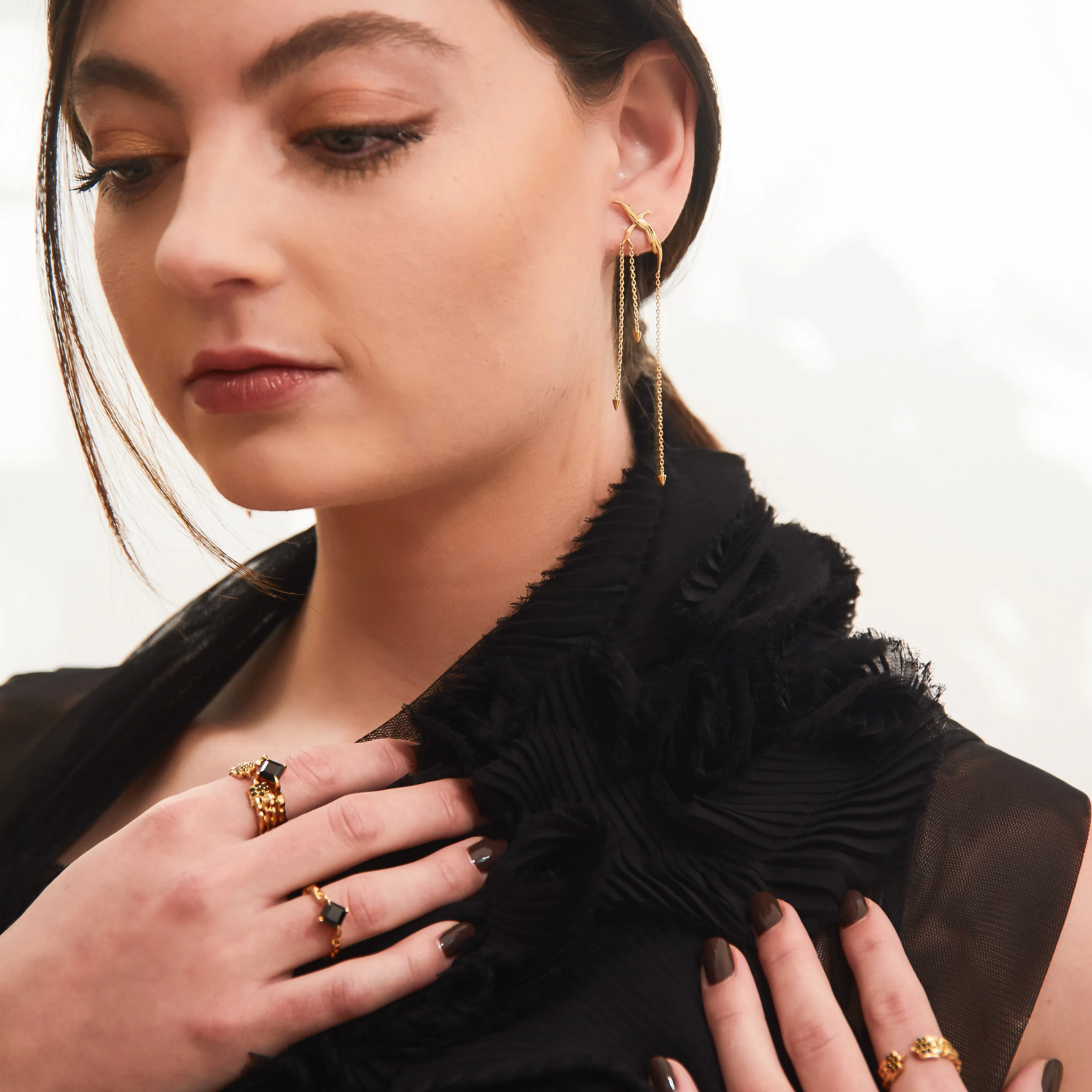 Onyx Phoenix Band Ring