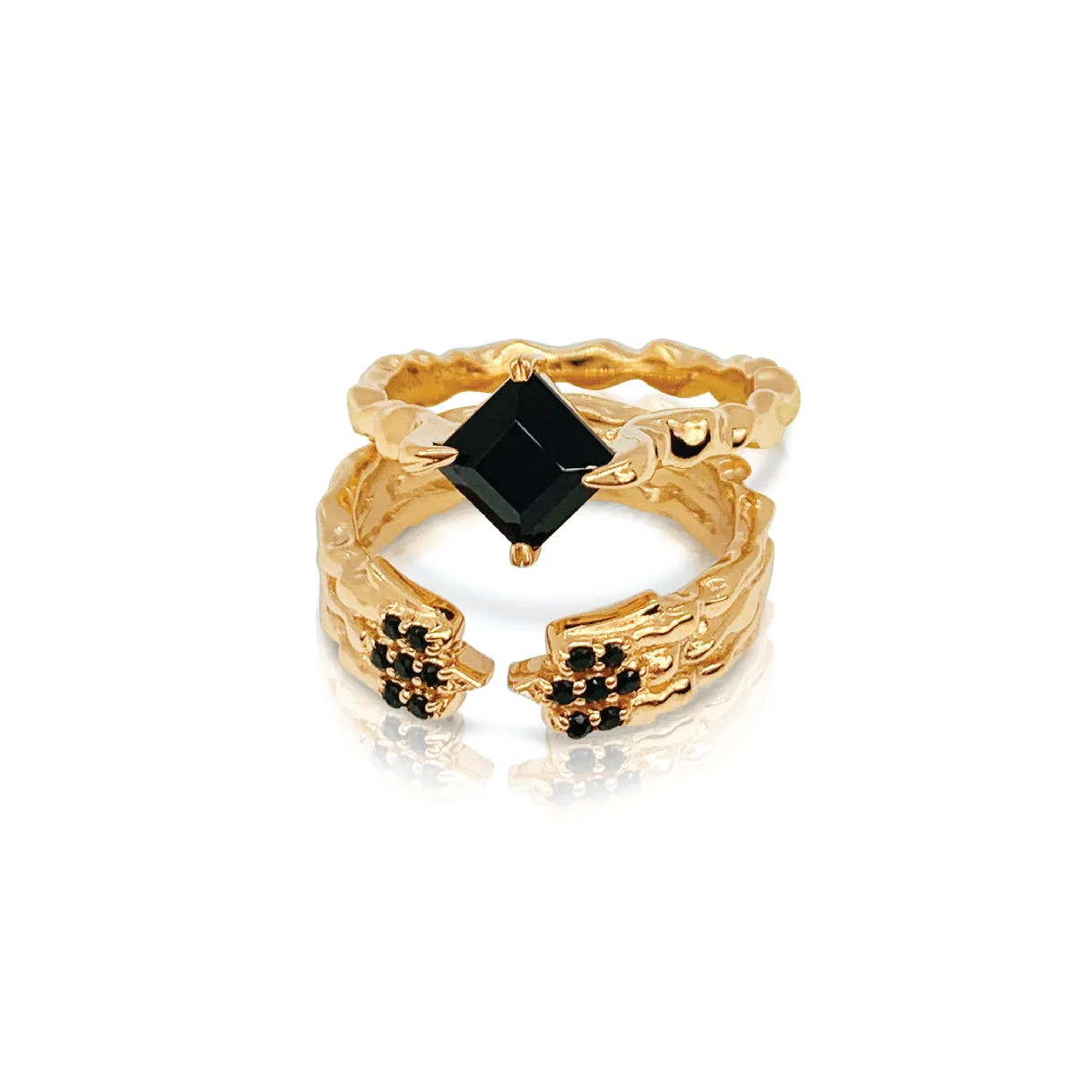 Onyx Phoenix Band Ring