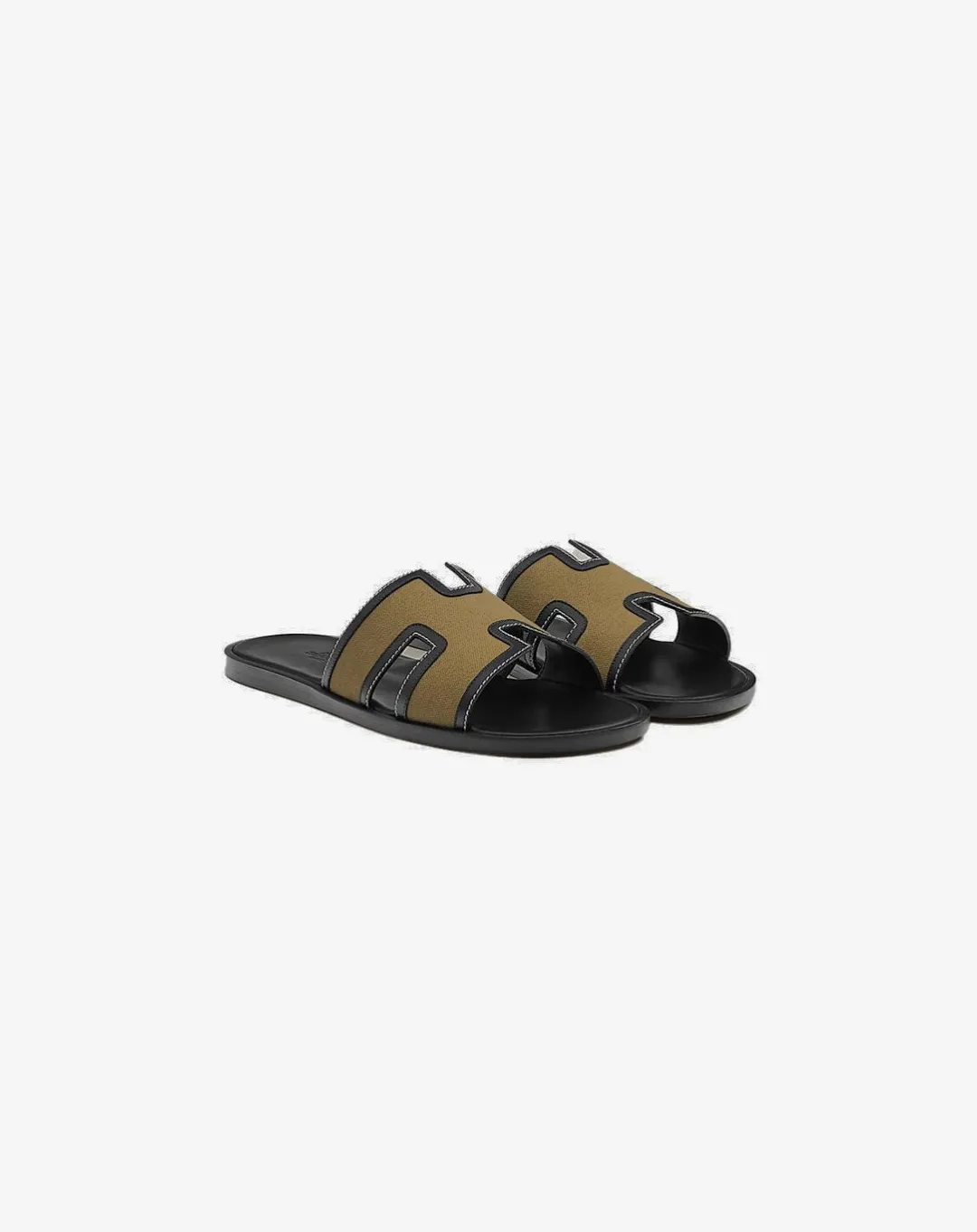 Original Hermes Izmir Kaki/Noir Sandal.
