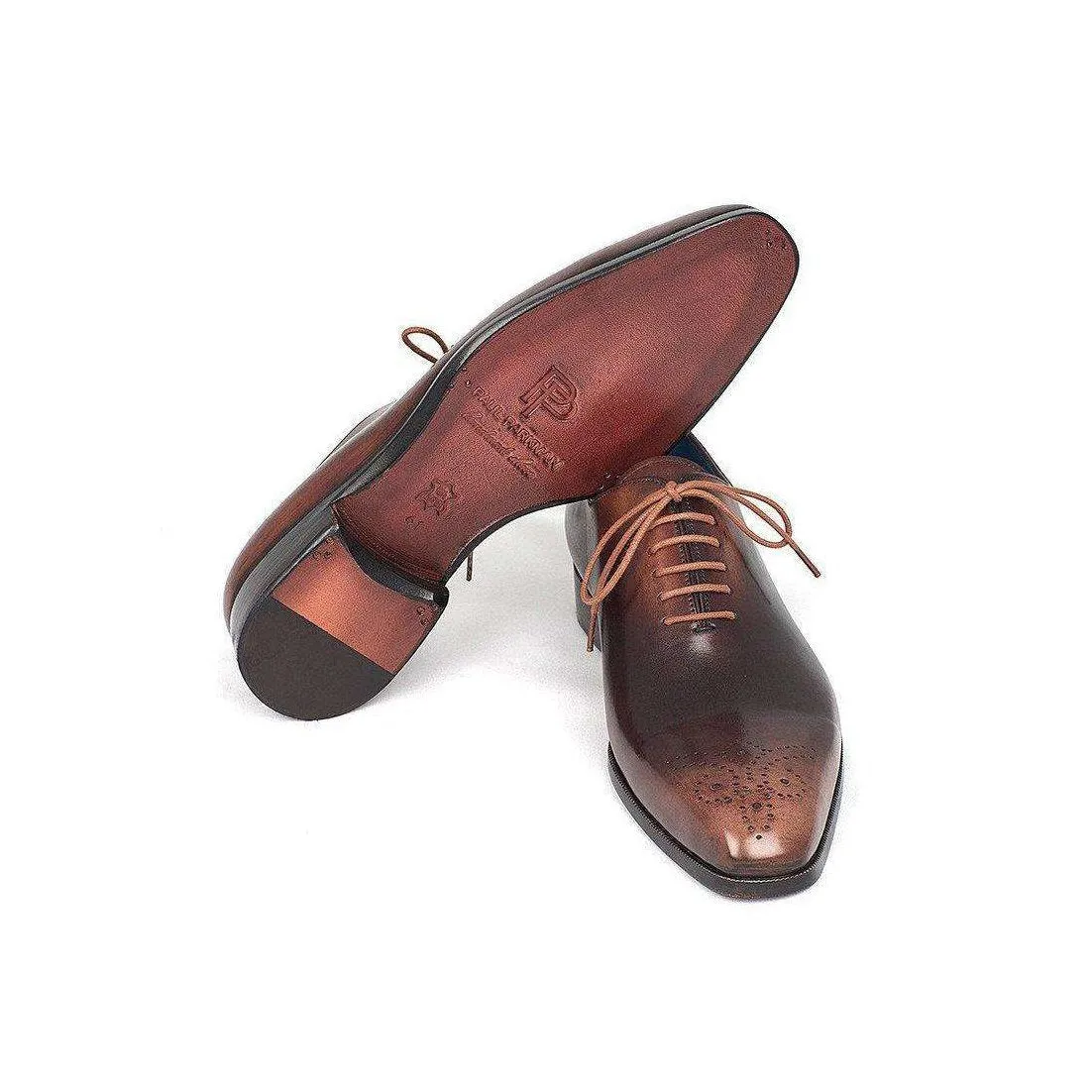 Paul Parkman Handmade Designer Shoes Men's Camel & Brown Wholecut Oxfords (PM5403)
