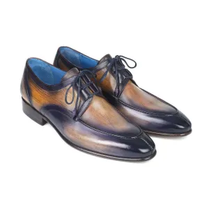 Paul Parkman Handmade Designer Shoes Men's Ghillie Lacing Camel & Purple Calfskin Oxfords GU566PRP (PM5719)