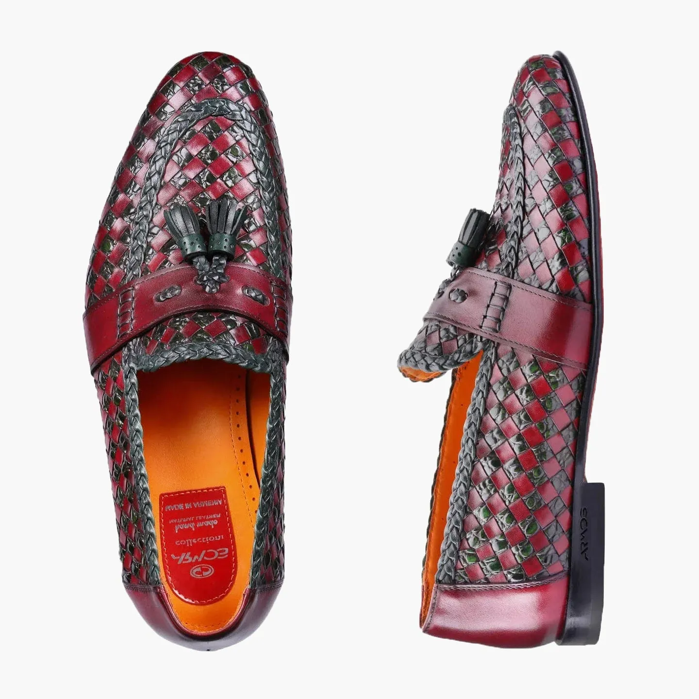 Red-green loafers