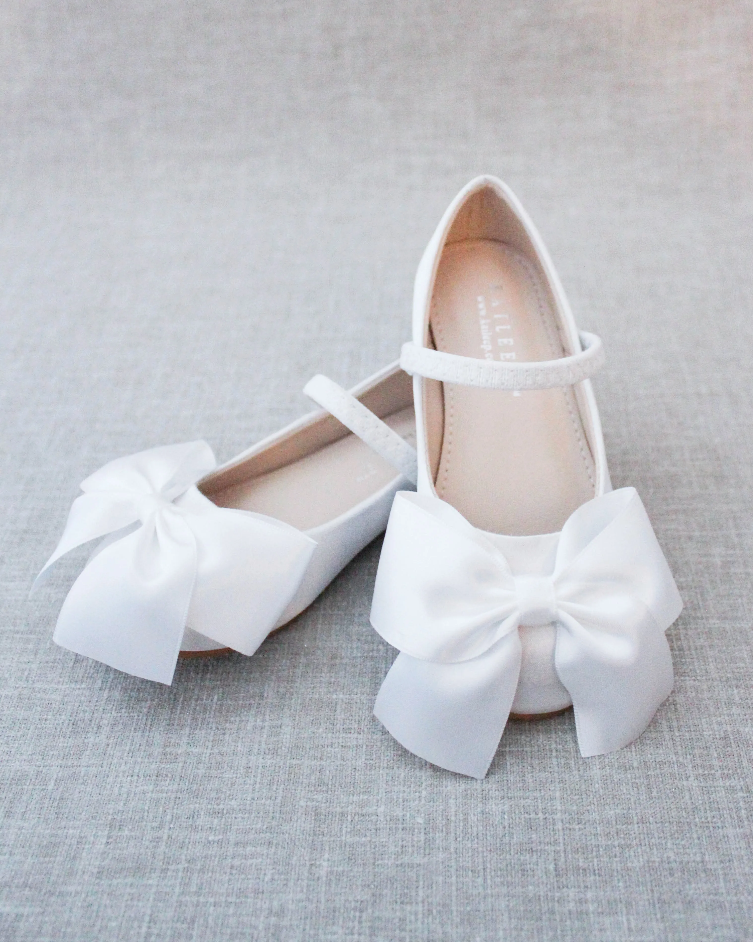 Satin Maryjane Flats with Front Satin Bow
