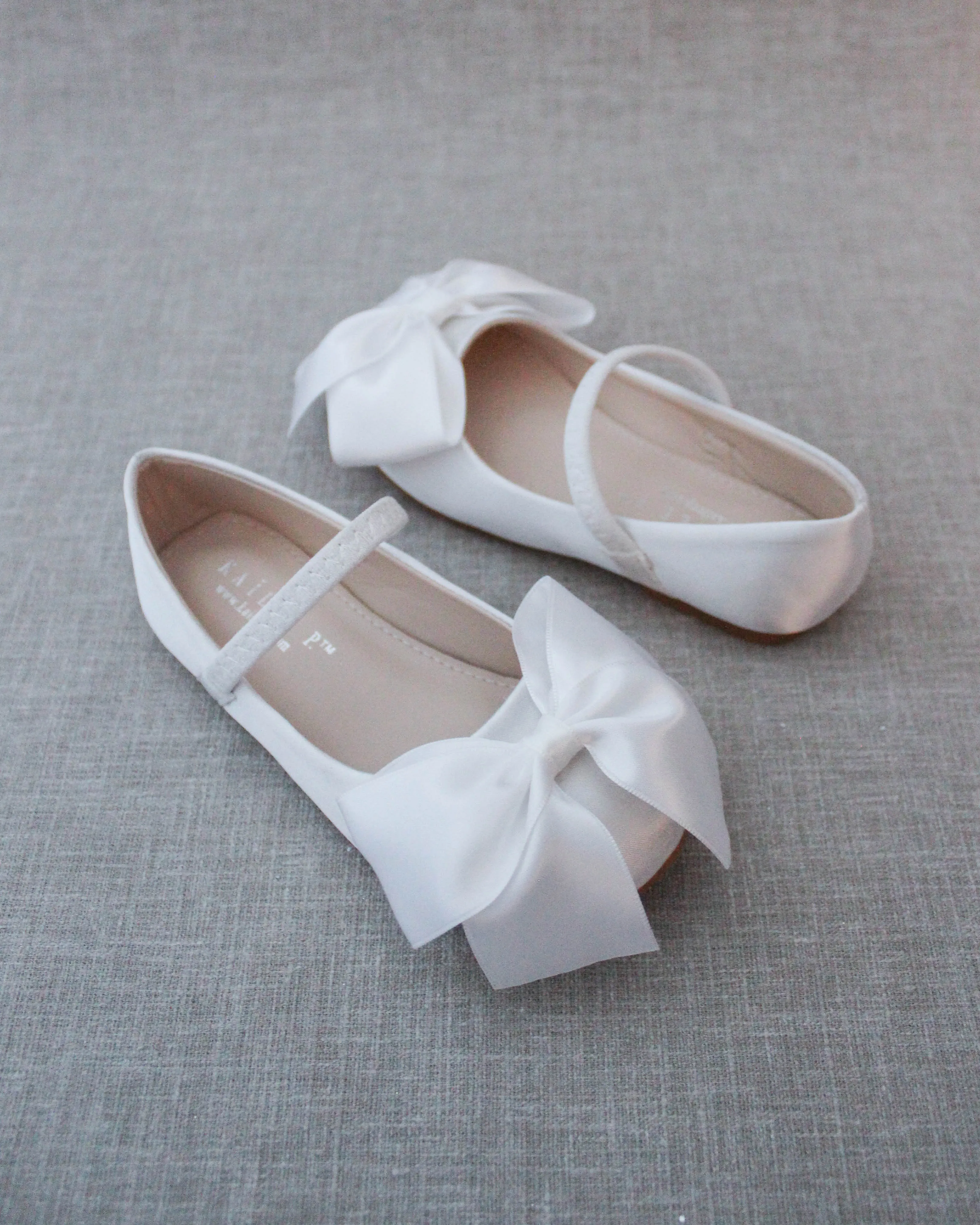 Satin Maryjane Flats with Front Satin Bow