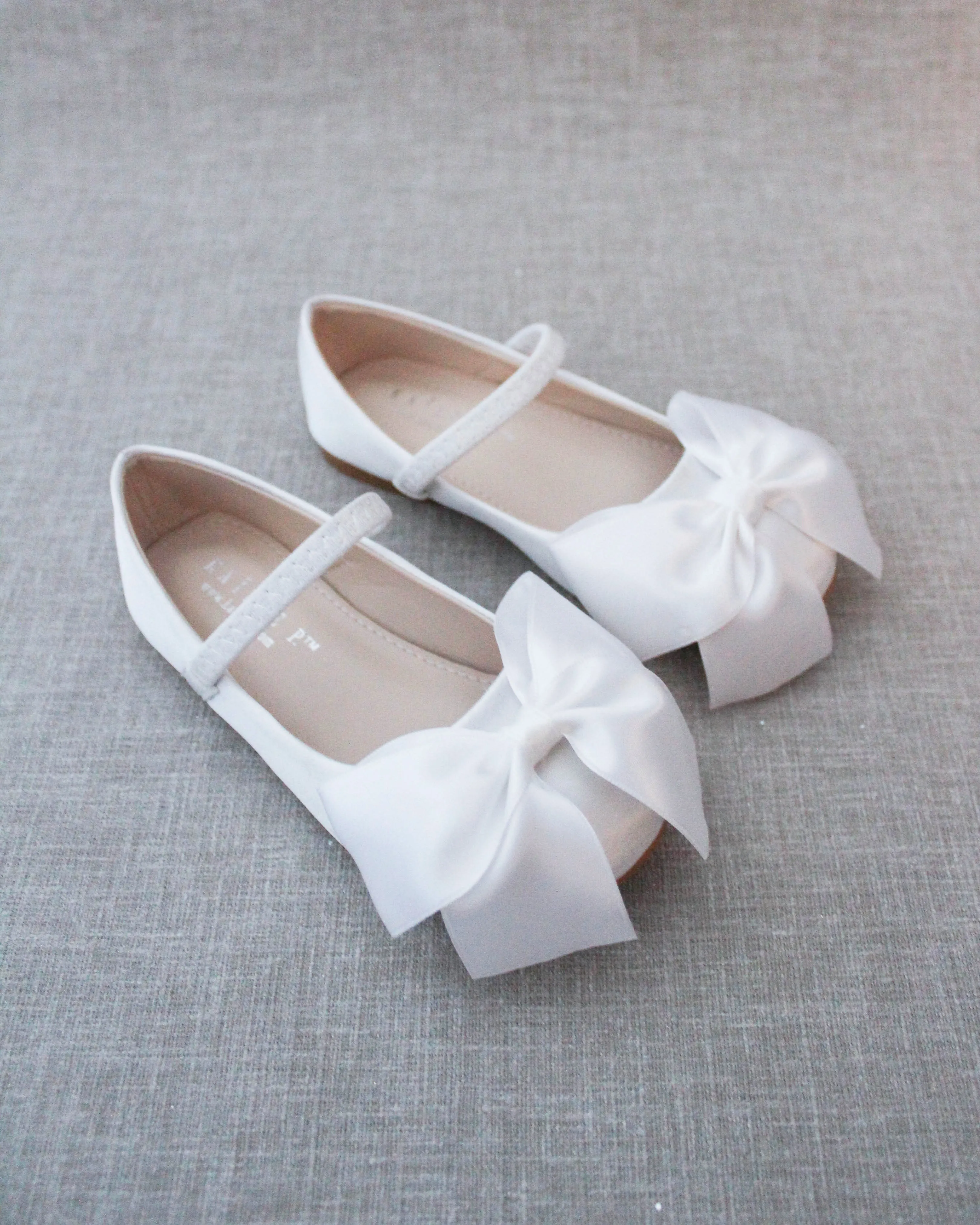 Satin Maryjane Flats with Front Satin Bow