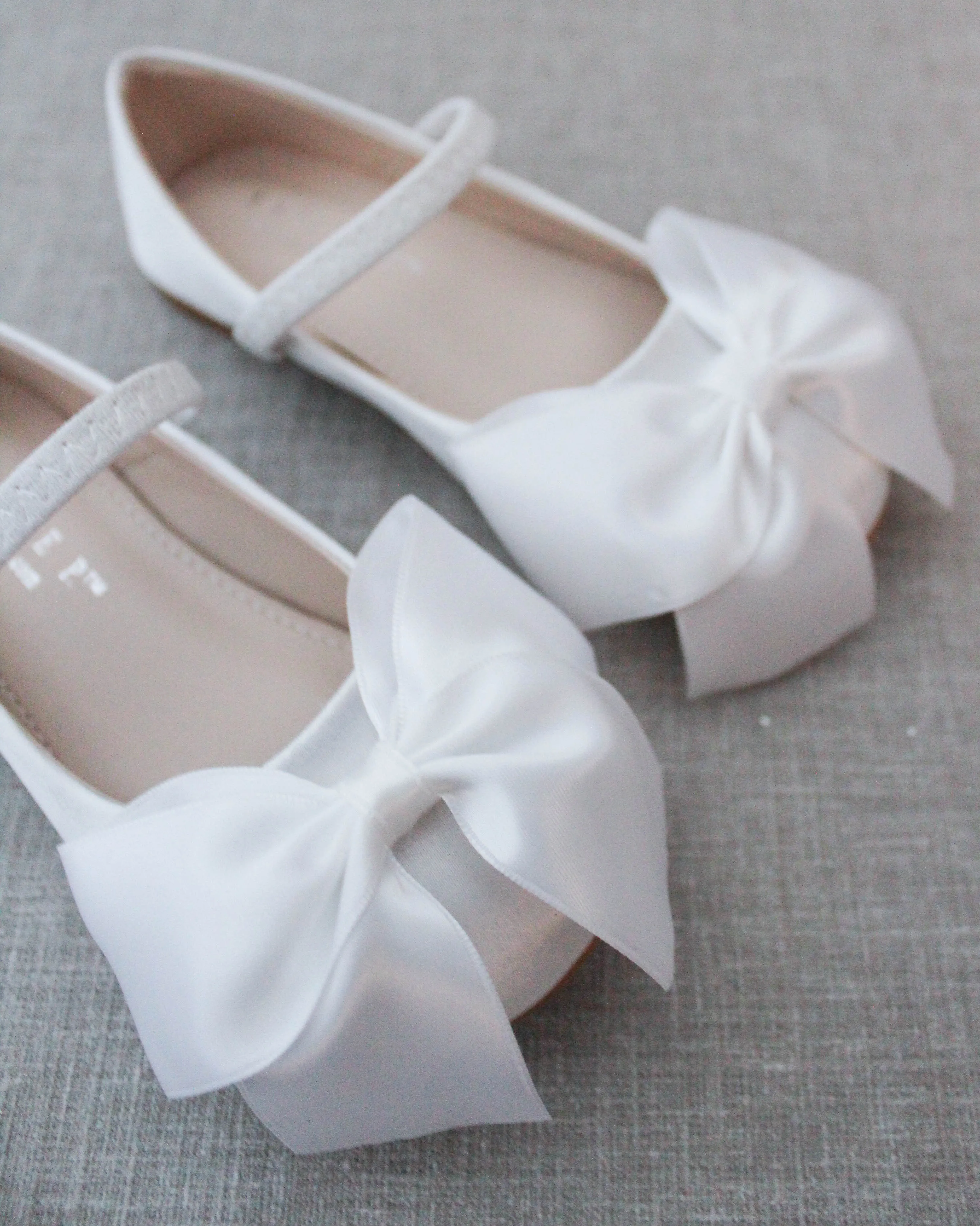 Satin Maryjane Flats with Front Satin Bow