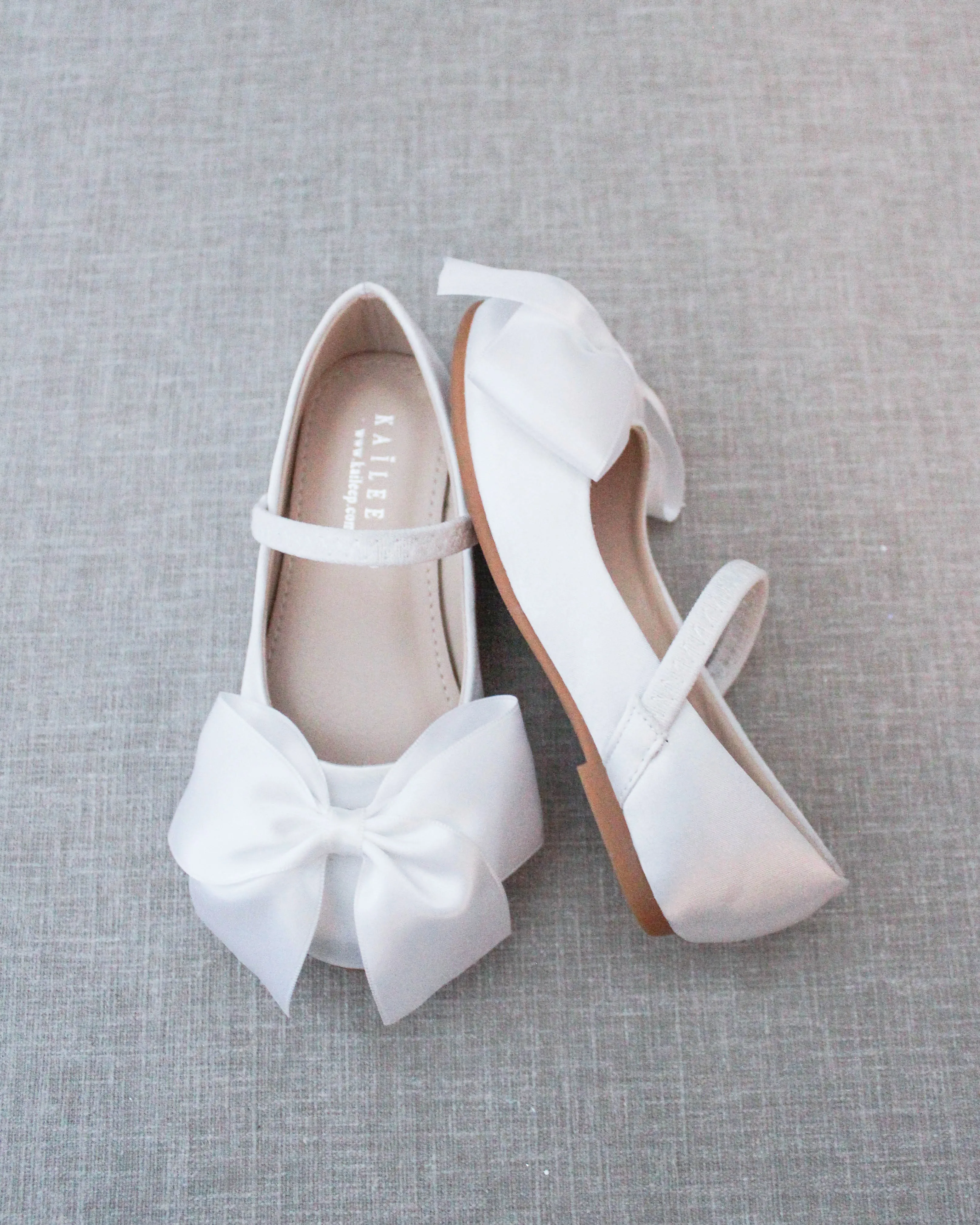 Satin Maryjane Flats with Front Satin Bow