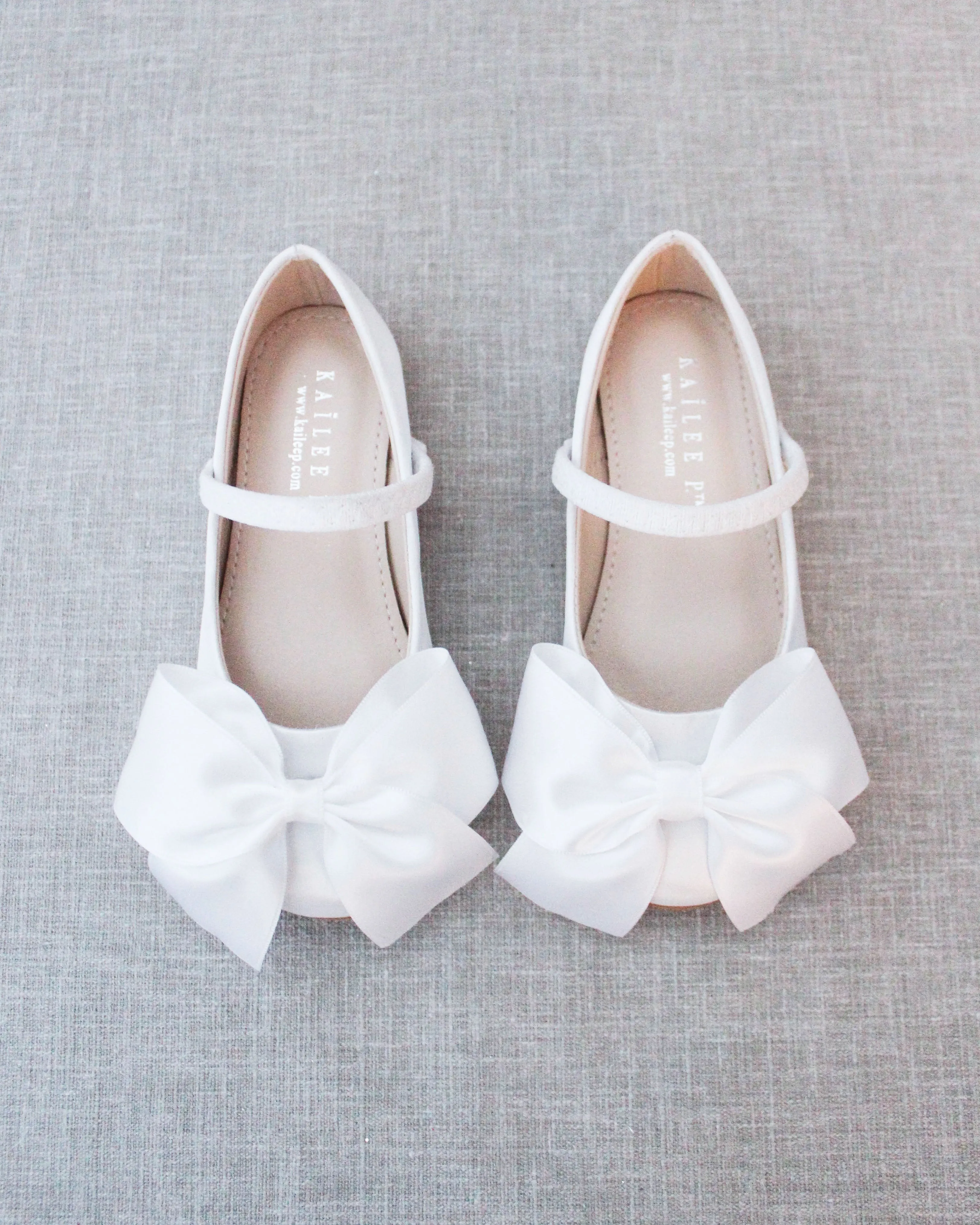 Satin Maryjane Flats with Front Satin Bow
