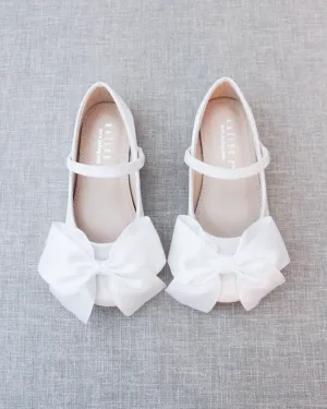 Satin Maryjane Flats with Front Satin Bow