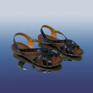 Sleek Black Cutout Slingback Sandals