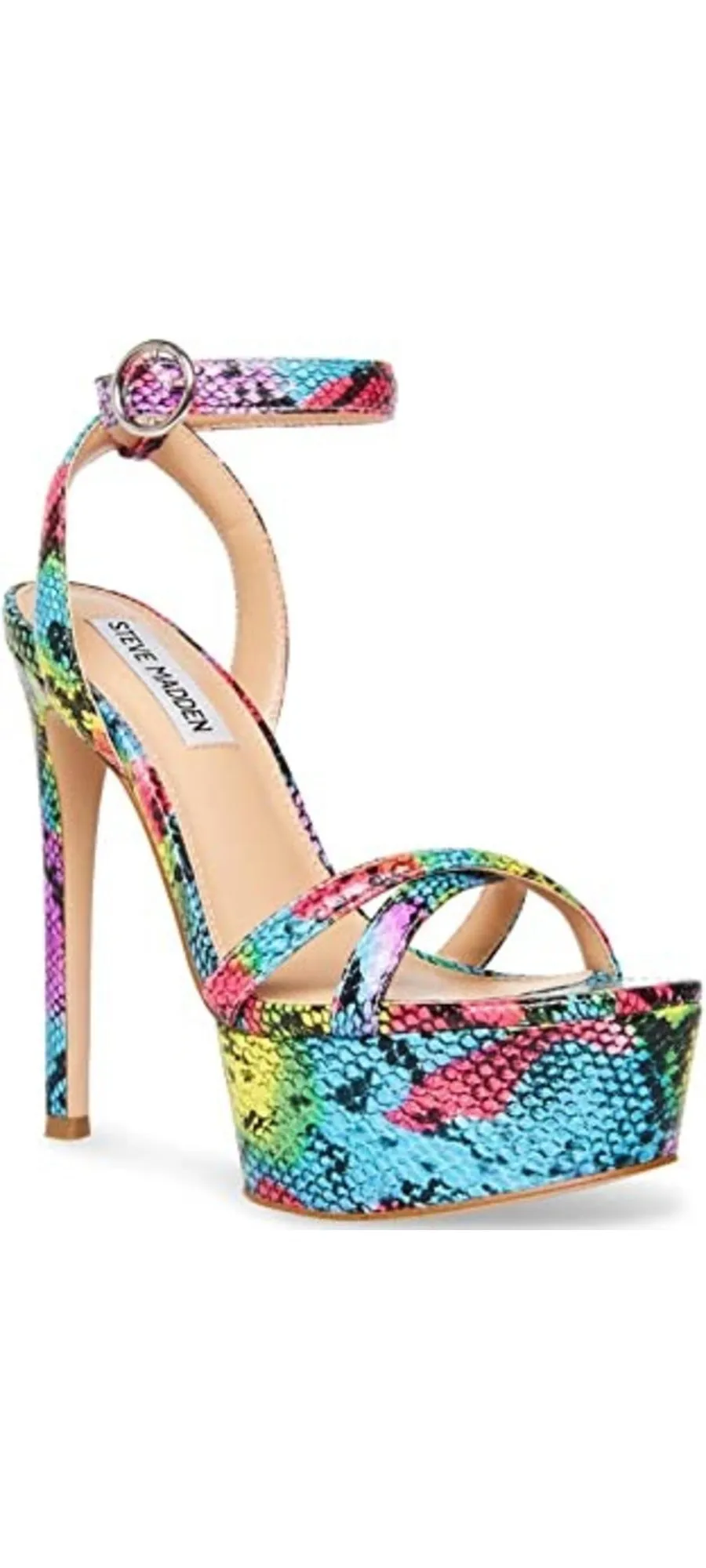 Steve Madden Marciana Bright Multi Ankle Strap Open Toe High Heel Sandals