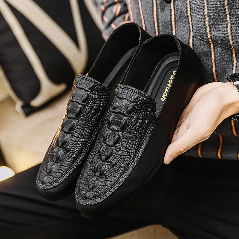 Summer loafers men's summer breathable Korean version of versatile men's trend British microfiber leather new casual lazy shoes