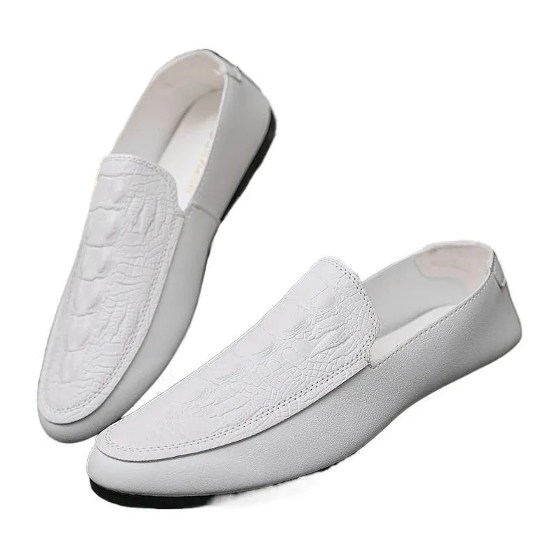 Summer loafers men's summer breathable Korean version of versatile men's trend British microfiber leather new casual lazy shoes