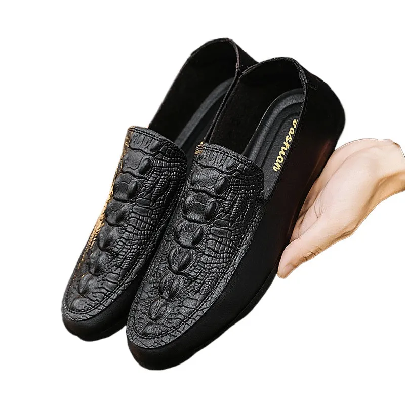 Summer loafers men's summer breathable Korean version of versatile men's trend British microfiber leather new casual lazy shoes