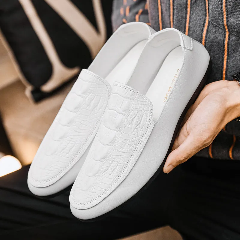 Summer loafers men's summer breathable Korean version of versatile men's trend British microfiber leather new casual lazy shoes