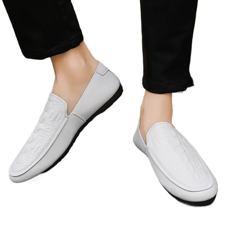 Summer loafers men's summer breathable Korean version of versatile men's trend British microfiber leather new casual lazy shoes