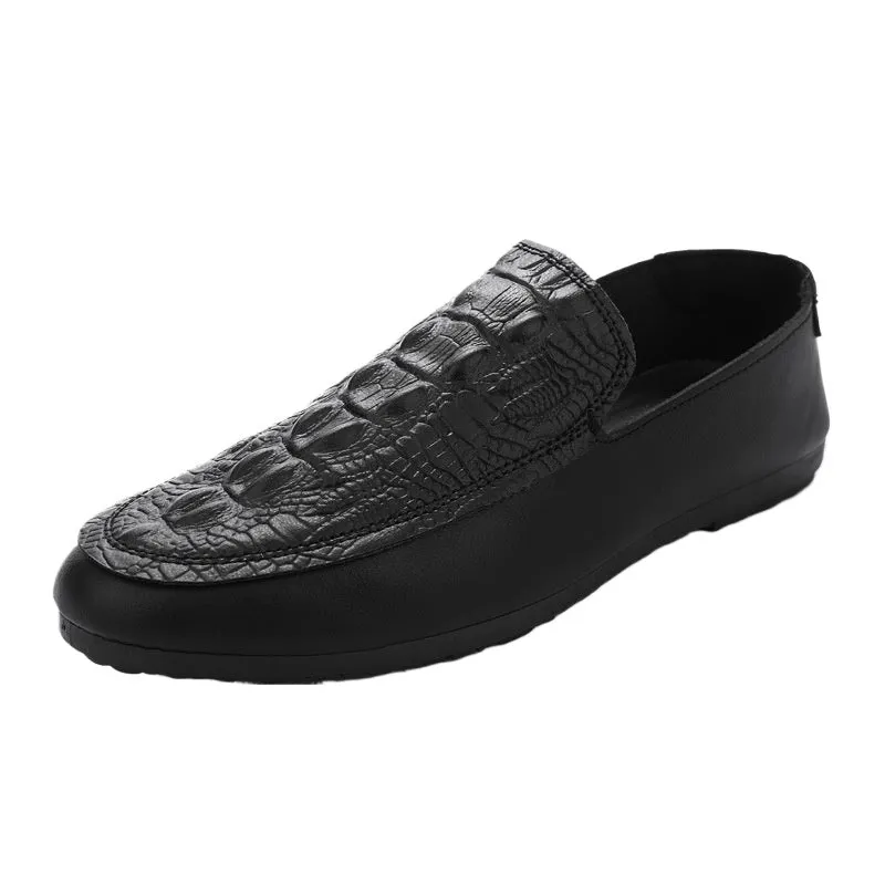 Summer loafers men's summer breathable Korean version of versatile men's trend British microfiber leather new casual lazy shoes